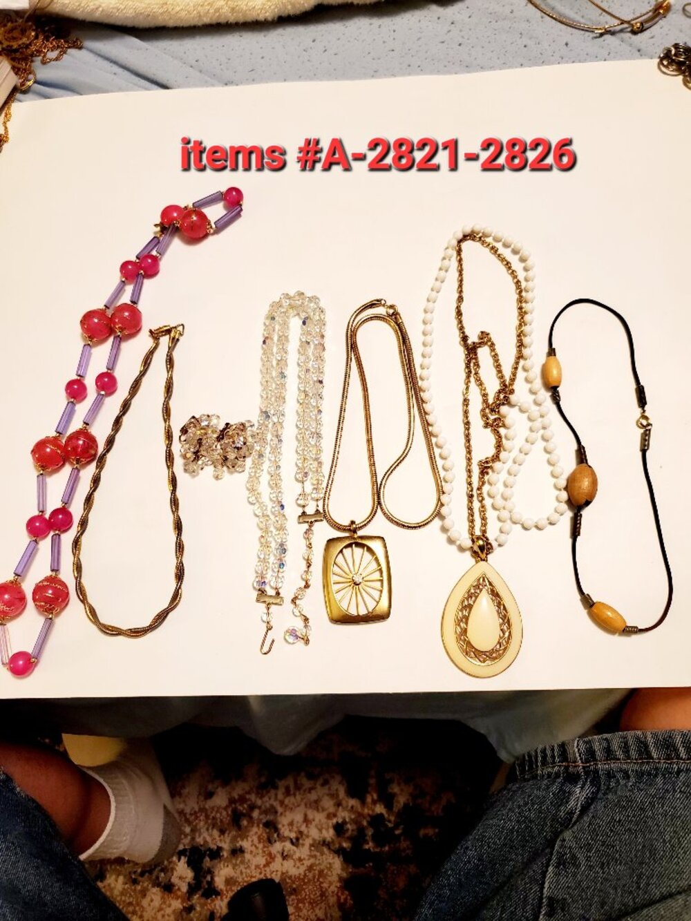 6 necklaces, items # A 2821- 2826, . wt.  225 grams.